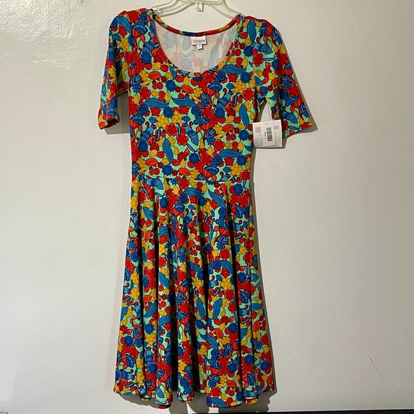 LuLaRoe Nicole Women's Sz S Bright Feather Print New W Tags S1023-400 - Picture 1 of 7